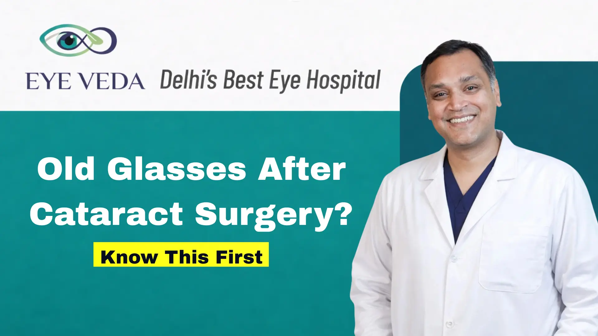 Patient wearing old glasses after cataract surgery experiencing blurred vision and eye strain