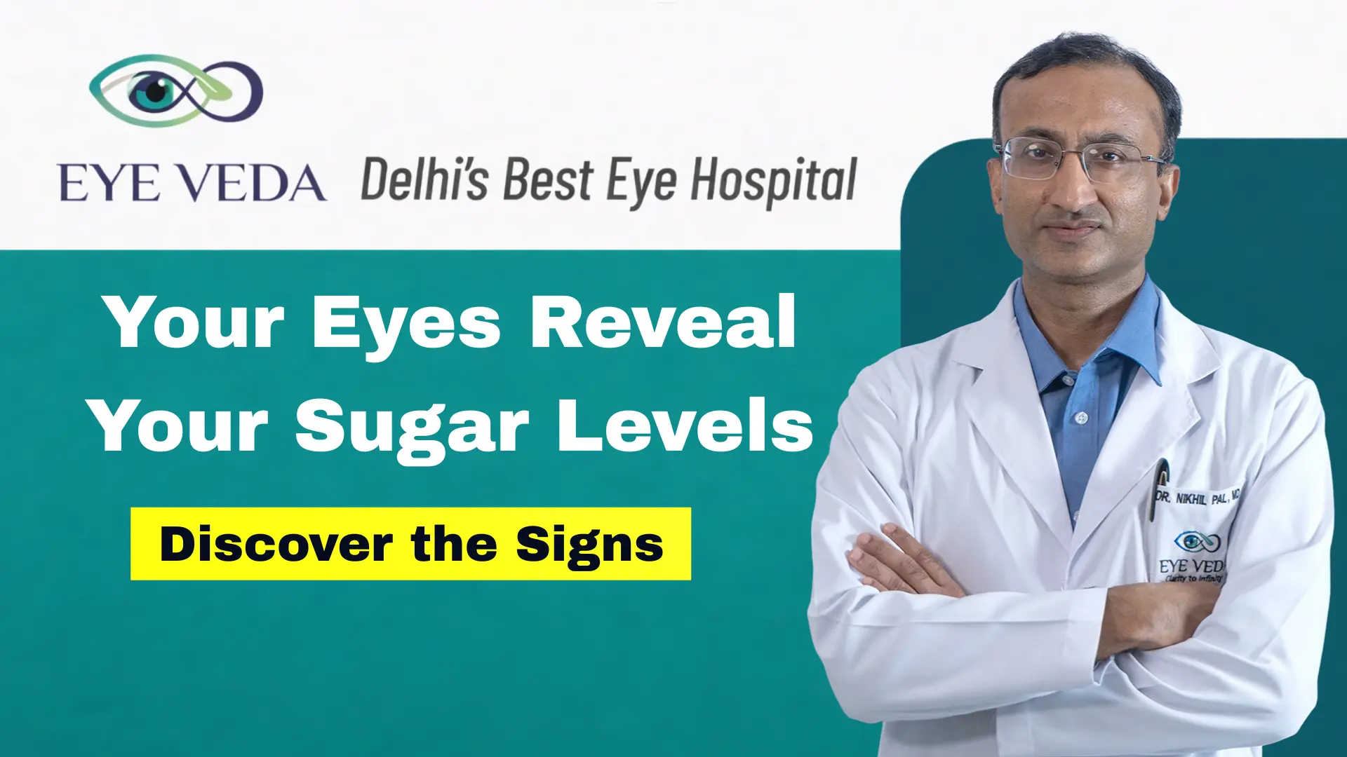 Diabetic retinopathy awareness thumbnail showing how diabetes affects eyes and retina with message “Your Eyes Reveal Your Sugar Levels"